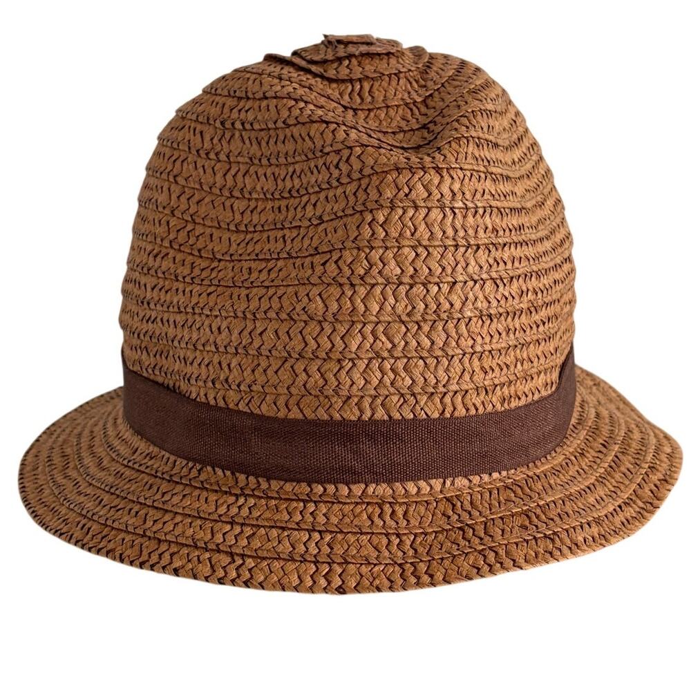 Ladies Brown Straw Fedora Hat (New w/ Tag) - Chic Summer Accessory